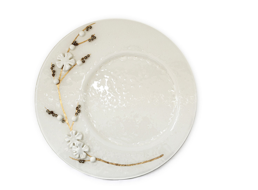 Murano Atelier Glass Peach Blossom Charger Plate Set