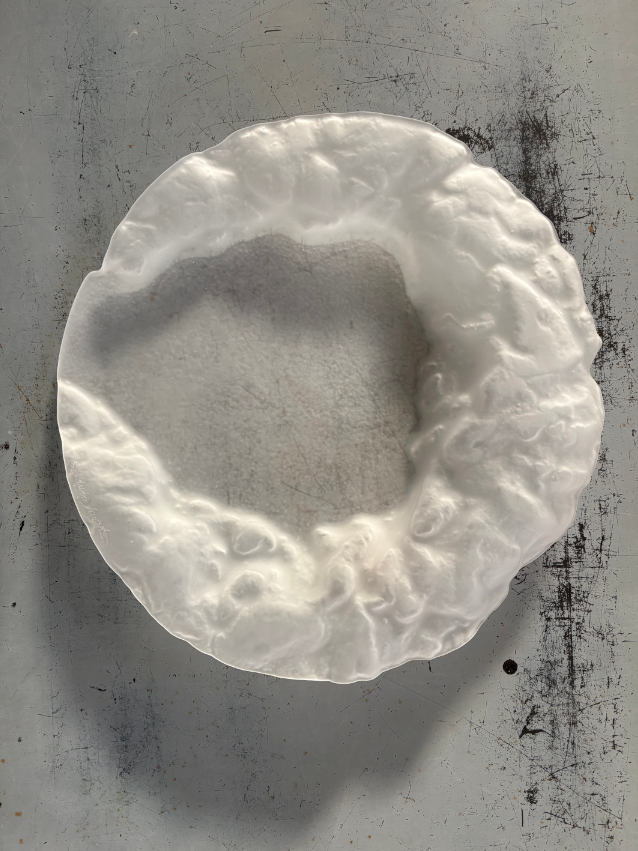 Murano Atelier Murano Glass Centerpiece Bowl Ruffled Rim Satin