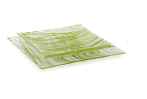 Murano Atelier Kiwi Glass Plate Set Flat Plate Form