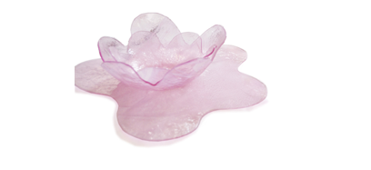 Murano Atelier Murano Glass Plate and Bowl Set Freeform Pink Variegated