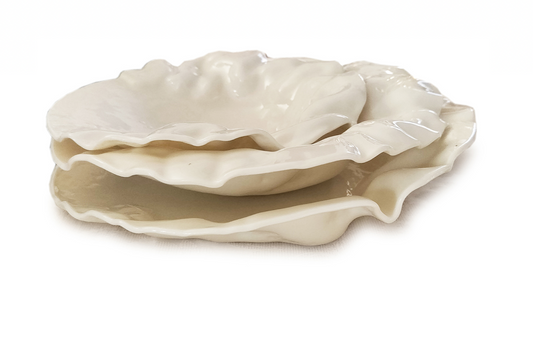 Murano Atelier Glass Plate Set Ruffled Rim