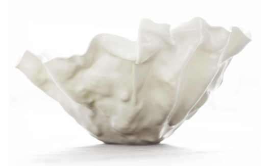 Murano Atelier Glass Bowl Folded Rim Vertically Developed Body