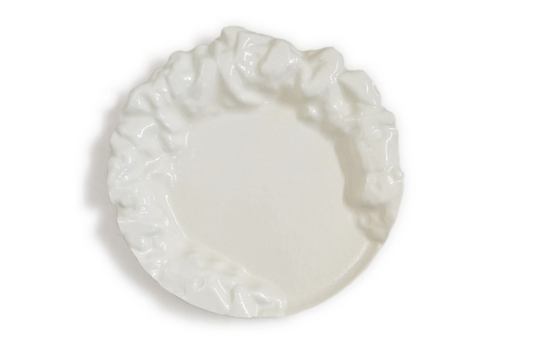 Murano Atelier Glass Plate Ruffled Rim White