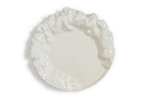 Murano Atelier Glass Plate Ruffled Rim White