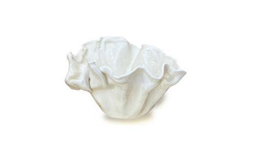 Murano Atelier Glass Bowl Ruffled Rim Vertically Developed Body