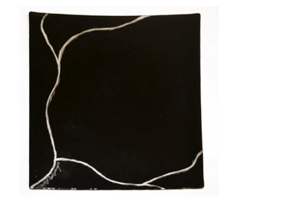 Murano Atelier Black Glass Sushi Tray Square Platinum 999