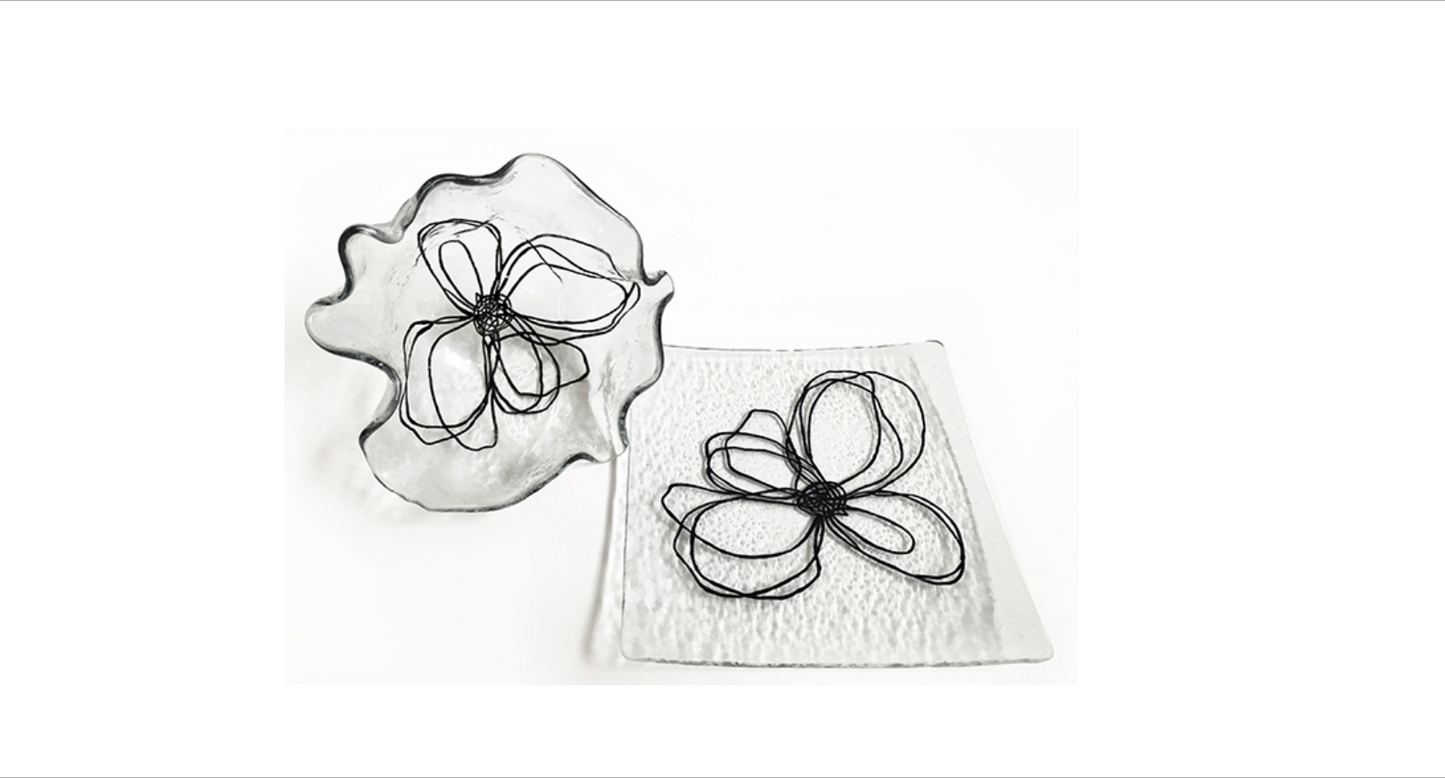 Murano Atelier Murano Glass Plate and Bowl Set Freeform Handmade