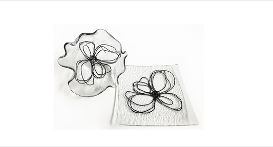 Murano Atelier Murano Glass Plate and Bowl Set Freeform Handmade