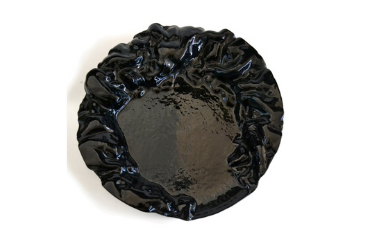 Murano Atelier Glass Plate Ruffled Rim Black