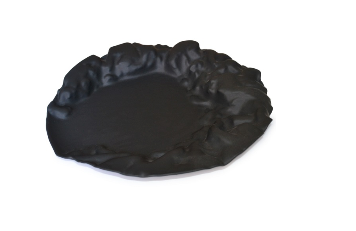 Murano Atelier Glass Plate Ruffled Rim Textured Surface