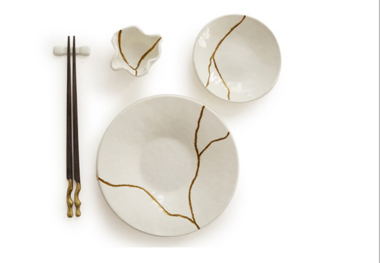 Murano Atelier Glass Sushi Set Kintsugi Round