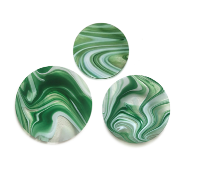 Murano Atelier Murano Glass Plate Set Flat Plate Form Green Marbled