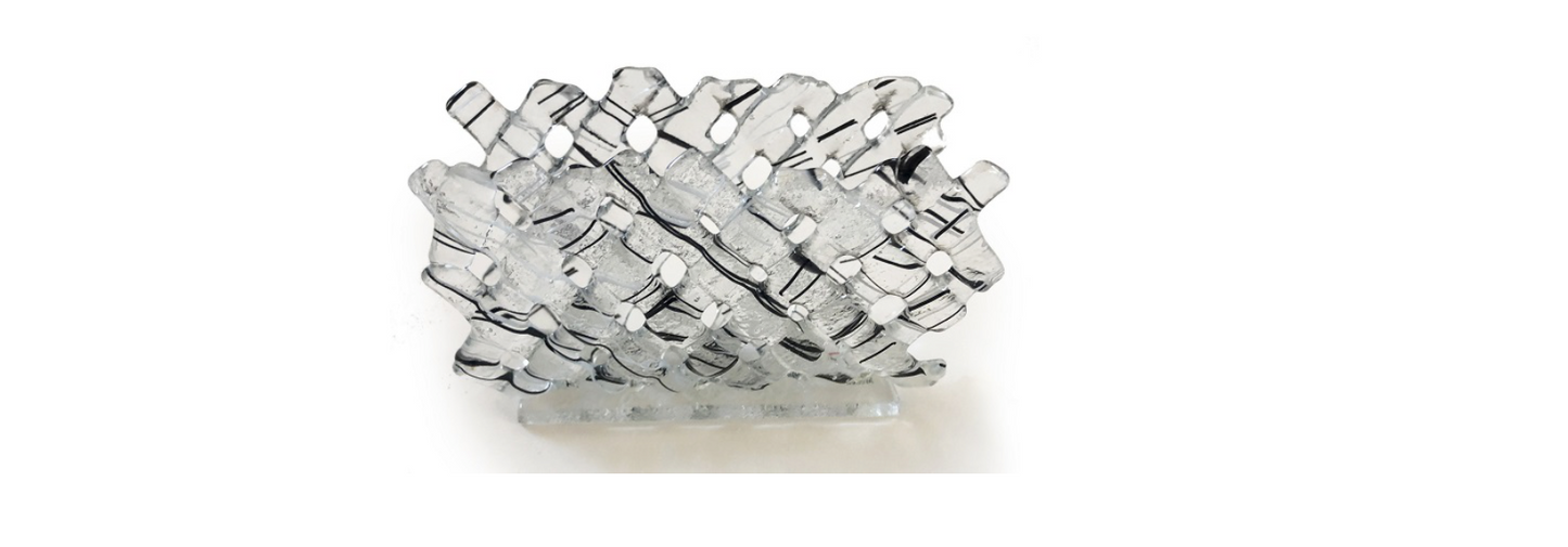 Murano Atelier Glass Napkin Holder Black Threads